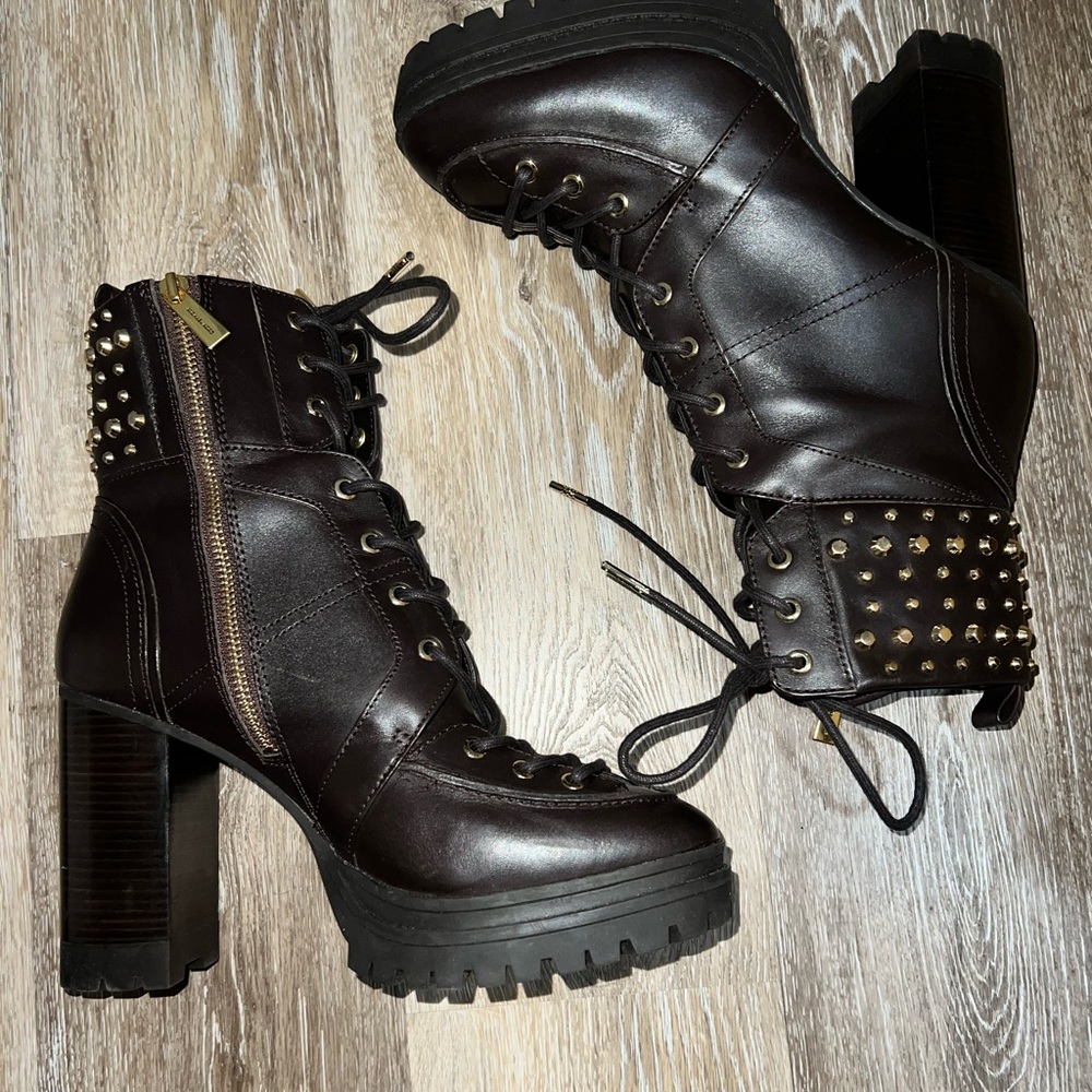Michael Kors Studded Black Leather Ankle Boots